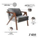 Ver imagem 3 de Poltrona Decorativa Madeira Maciça Luxo Mona - Zahav Estofados:linho Cinza
