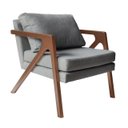 Ver imagem 1 de Poltrona Decorativa Madeira Maciça Luxo Mona - Zahav Estofados:linho Cinza