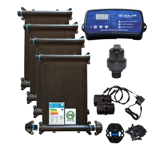 Kit Aquecedor Solar Piscina 15 Placas 3Mt Cdt+Valv P/13000Lt