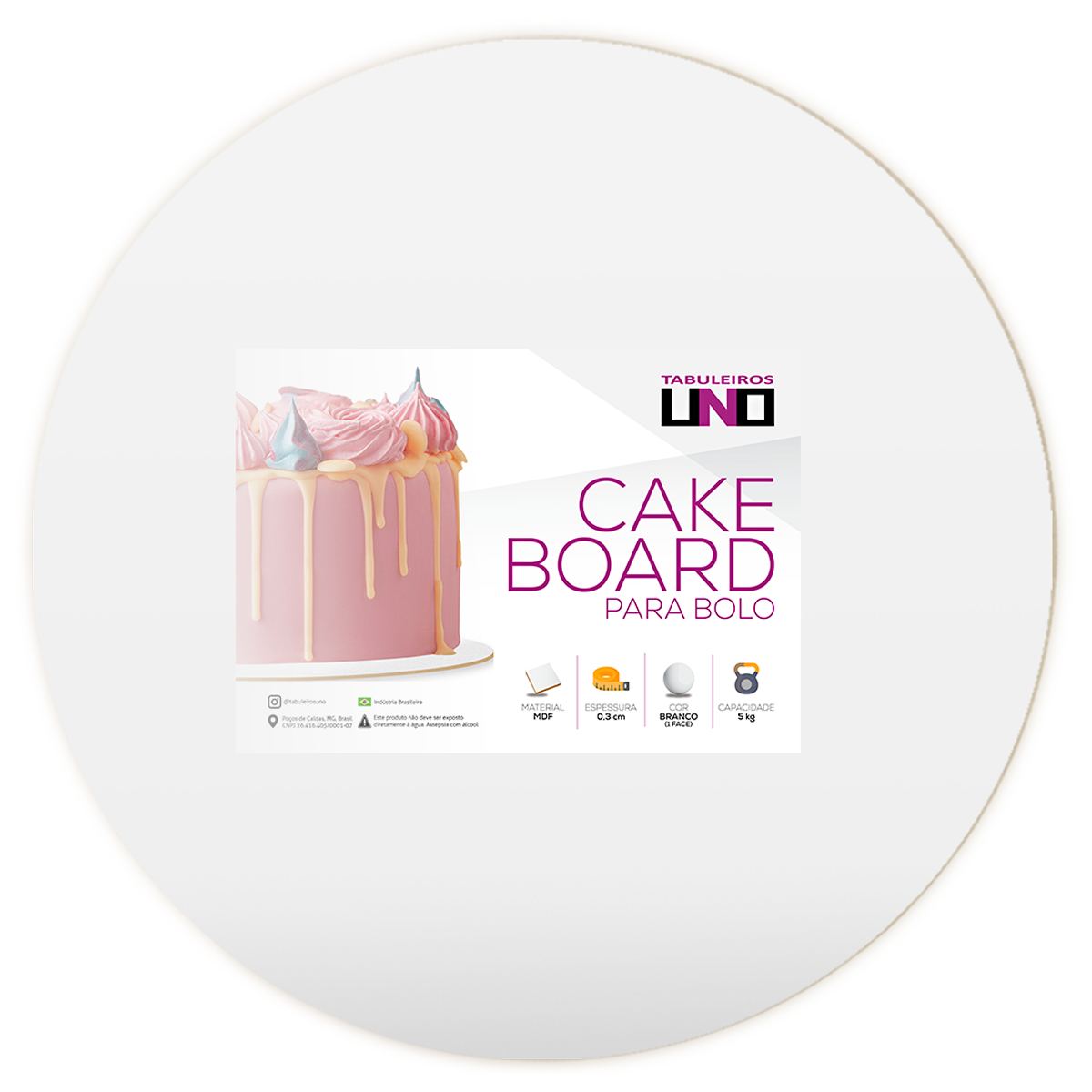 Cake Board 15cm Tabua Prato de Bolo e Confeitaria em Mdf Branco Redondo Kit com 10 - 2