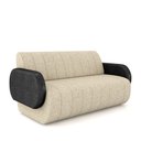 Ver imagem 1 de Sofá Decorativo Living Sala de Estar Bornéu 148cm Pés de Madeira Pu/linho Preto/bege G33 - Gran Belo