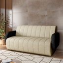Ver imagem 3 de Sofá Decorativo Living Sala de Estar Bornéu 148cm Pés de Madeira Pu/linho Preto/bege G33 - Gran Belo