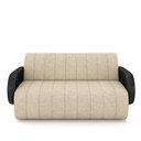 Ver imagem 4 de Sofá Decorativo Living Sala de Estar Bornéu 148cm Pés de Madeira Pu/linho Preto/bege G33 - Gran Belo
