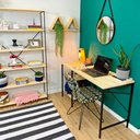 Ver imagem 2 de Mesa para Escritório com Prateleiras Style Industrial Natural e Preto
