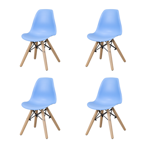 Kit 4 Cadeiras Eames Eiffel Infantil Azul Espaço Kids Quarto Brinquedoteca - La Mobilia