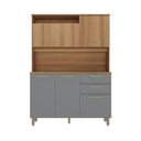 Ver imagem 5 de Armário Kit Cozinha Compacto 5 Portas 2 Gavetas com Nicho - Luciane 352:Avelã e Cinza Supremo