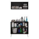 Ver imagem 4 de Conjunto Lavanderia Retrô Multiuso Armário Aéreo e Balcão 3 Portas Multimóveis Mp5050 Preto/