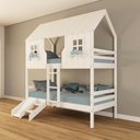 Ver imagem 1 de Beliche Casinha Encantada com Kit Escada/ Escorregador Madeira Maciça Branco Housin