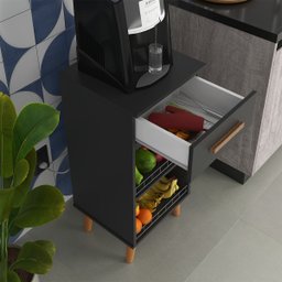 Balcao para Cozinha Aramario Fruteira com Gaveta Multiuso:preto - 3
