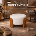Ver imagem 6 de Puff Redondo Moderno Organico Premiun Luxo Reforçado Decorativo Linho Off-White Courino Caramelo Des