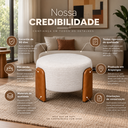 Ver imagem 4 de Puff Redondo Moderno Organico Premiun Luxo Reforçado Decorativo Linho Off-White Courino Caramelo Des