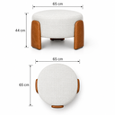 Ver imagem 7 de Puff Redondo Moderno Organico Premiun Luxo Reforçado Decorativo Linho Off-White Courino Caramelo Des