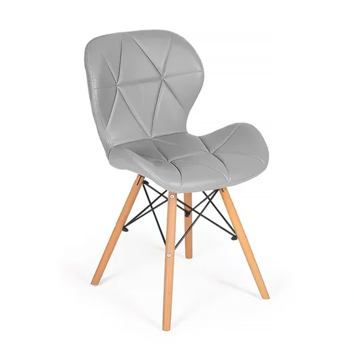 Kit 4x Cadeira de Jantar Charles Eames Eiffel Slim Estofada Cinza - 4