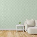 Ver imagem 1 de Papel de Parede Poá Parede Verde com Bolinhas Brancas - 3,0m