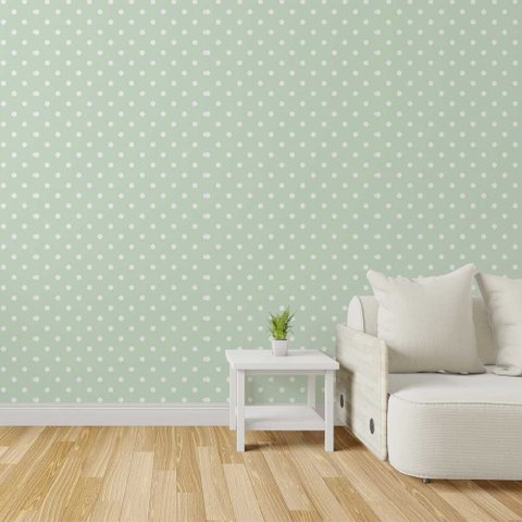 Papel de Parede Poá Parede Verde com Bolinhas Brancas - 3,0m