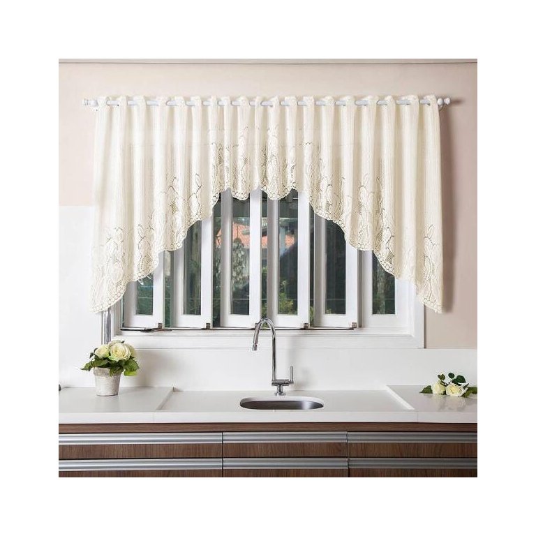 Cortina De Renda Para Cozinha Cascata Clássica - Marfim Cortina De Renda Para Cozinha Cascata Clássica - Marfim