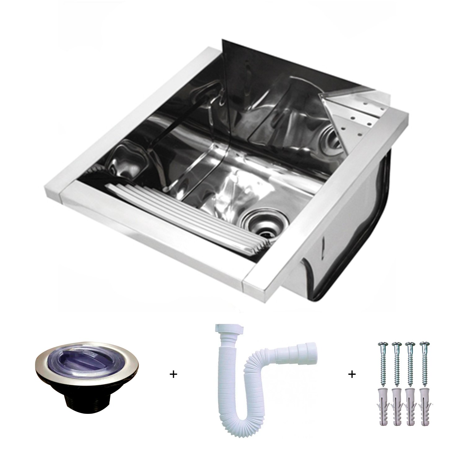 Tanque de Lavanderia Inox 23 Litros de Parede - Kit Completo - 3