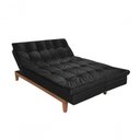 Ver imagem 2 de Sofá Cama Versátil 3 Lugares Império Reclinável Pés Madeira Espuma D33 Suede Preto 381
