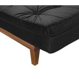 Sofá Cama Versátil 3 Lugares Império Reclinável Pés Madeira Espuma D33 Suede Preto 381 - 6