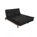 Ver imagem 4 de Sofá Cama Versátil 3 Lugares Império Reclinável Pés Madeira Espuma D33 Suede Preto 381