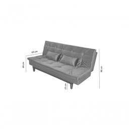 Sofá Cama Versátil 3 Lugares Império Reclinável Pés Madeira Espuma D33 Suede Preto 381 - 10