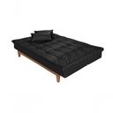 Ver imagem 5 de Sofá Cama Versátil 3 Lugares Império Reclinável Pés Madeira Espuma D33 Suede Preto 381