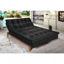 Ver imagem 1 de Sofá Cama Versátil 3 Lugares Império Reclinável Pés Madeira Espuma D33 Suede Preto 381