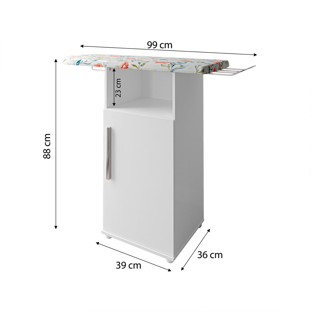 Armário Multiuso com Tábua de Passar Marir Flor - Branco - 6