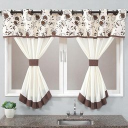 Cortina Cozinha Home 2,00X1,40M Varão Simples Coffee Marrom - 1