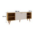 Ver imagem 3 de Rack para Sala 160cm C/ Portas Frisadas Pés Madeira 100% Mdf Cor:cinamomo com White Laca Frisado