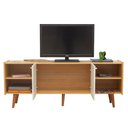 Ver imagem 5 de Rack para Sala 160cm C/ Portas Frisadas Pés Madeira 100% Mdf Cor:cinamomo com White Laca Frisado