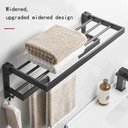 Ver imagem 7 de Toalheiro Duplo Alumínio Porta Toalha 2 Prateleiras Black Banho Suporte Retrátil Preto