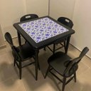 Ver imagem 3 de Conjunto Mesa Jantar Quadrada 80x80cm Madeira + 4 Cadeiras Cozinha Sala - Azulejo Português - Preta