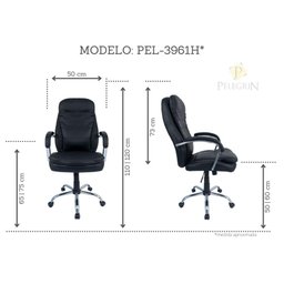 Cadeira Escritório Presidente Pelegrin PEL-3961H Couro PU Preta - 2