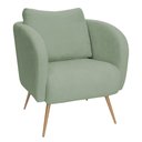 Ver imagem 1 de Poltrona Decorativa Dana Pés Palito Ouro Fosco Bouclé Verde Claro - Nexta Casa