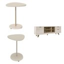 Ver imagem 2 de Conjunto para Sala de Estar 3 Peças MDF Rack para TV e 2 Mesas Laterais Bege Off White Carvalho Bel