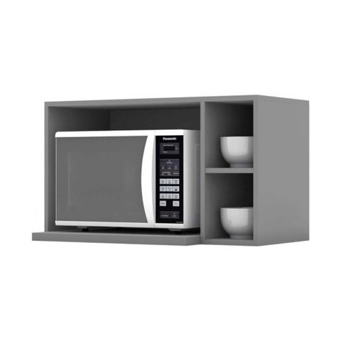 Armário de Cozinha Modulado Suporte Nicho P/ Microondas Americana 80x44cm Cinza - Henn