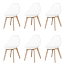 Ver imagem 1 de Conjunto 6 Cadeiras Kaila Brancas Polipropileno Base Wood para Sala de Jantar e Espaço Gourmet