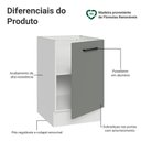 Ver imagem 3 de Balcão de Cozinha 50cm 1 Porta (sem Tampo) Branco/cinza Agata Madesa