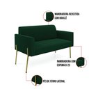 Ver imagem 3 de Sofá 2 Lugares Namoradeira Pé Ferro Dourado Marisa Bouclê Verde D03 - D’Rossi