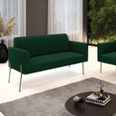 Ver imagem 2 de Sofá 2 Lugares Namoradeira Pé Ferro Dourado Marisa Bouclê Verde D03 - D’Rossi