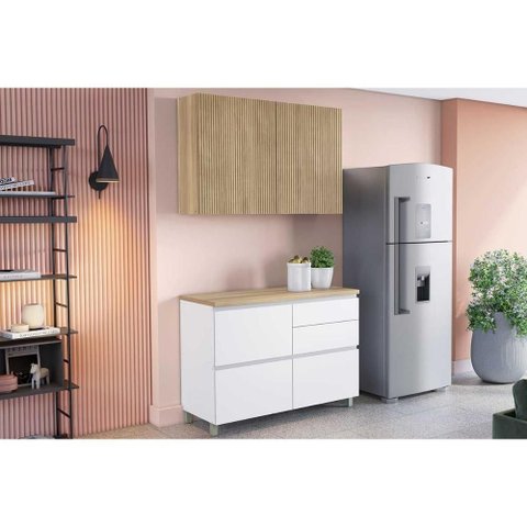 Cozinha Modulada Nesher Rainha 2 Peças (1aéreo+1balcão) C2p44 Branca/nature-nesher
