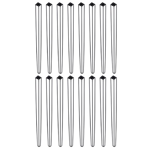 Kit 16 Pés de Metal 90 CM Hairpin Legs Aparador e Mesa de Canto Preto