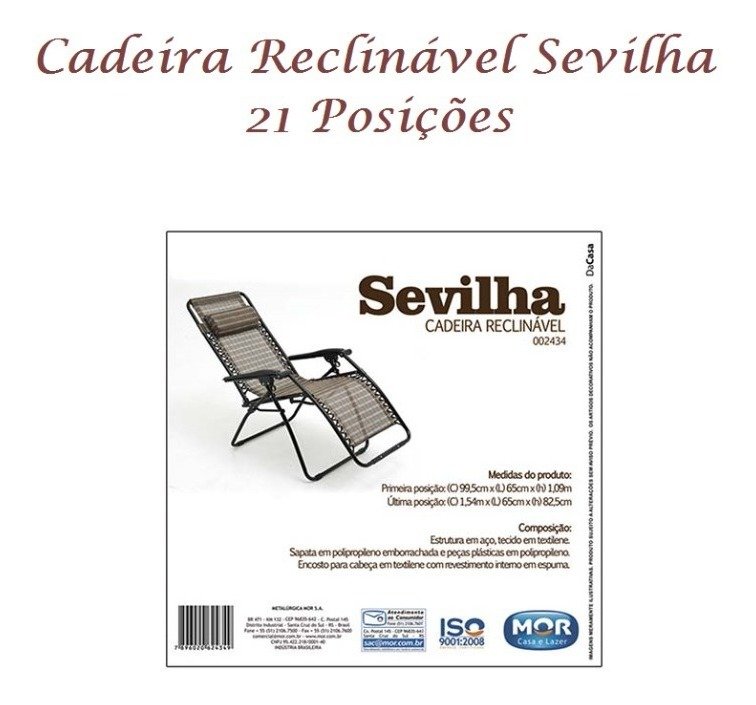 Cadeira Reclinável Sevilha Piscina Jardim Praia 21 Posições Mor - 10