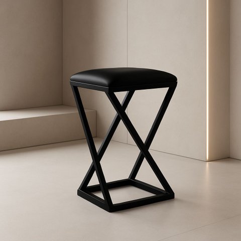 Banqueta Z 80 Cm Banco Cozinha Corino Bistrô Ferro Balcão:preto