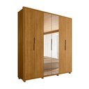 Ver imagem 3 de Guarda-Roupa Casal 6 Portas 4 Gaveta 100% MDF 2 Portas com Espelho e Pés Matisse Marrom/Cumaru