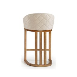 Banqueta Aylla - Acabamento Champagne - Tecido Fit Creme - 3
