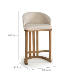 Banqueta Aylla - Acabamento Champagne - Tecido Fit Creme - 2