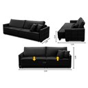 Ver imagem 2 de Sofá Cama Retrátil e Reclinável 2,50m com Molas Karen Veludo Preto Adonai Estofados