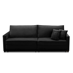 Sofá Cama Retrátil e Reclinável 2,50m com Molas Karen Veludo Preto Adonai Estofados - 5 Sofá Cama Retrátil e Reclinável 2,50m com Molas Karen Veludo Preto Adonai Estofados - 5